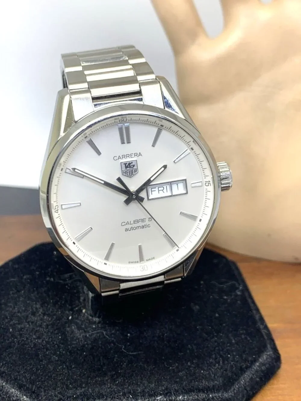 Tag Heuer Carrera Men's Watch WAR201B Swiss Automatic Silver Dial Day Date Steel